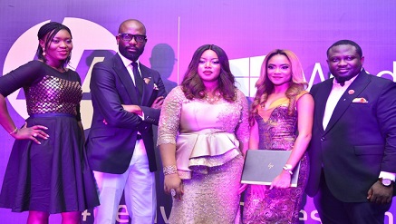 (L-r): Omotayo Omodia, business partner manager, HP Inc.; Mai Atafo, top male fashion designer; Ify Afe, managing director, HP Inc. Nigeria; Toju Foye, top female designer; Tolu Lawani, regional marketing manager, HP Inc., at the Launch of the New HP Spectre